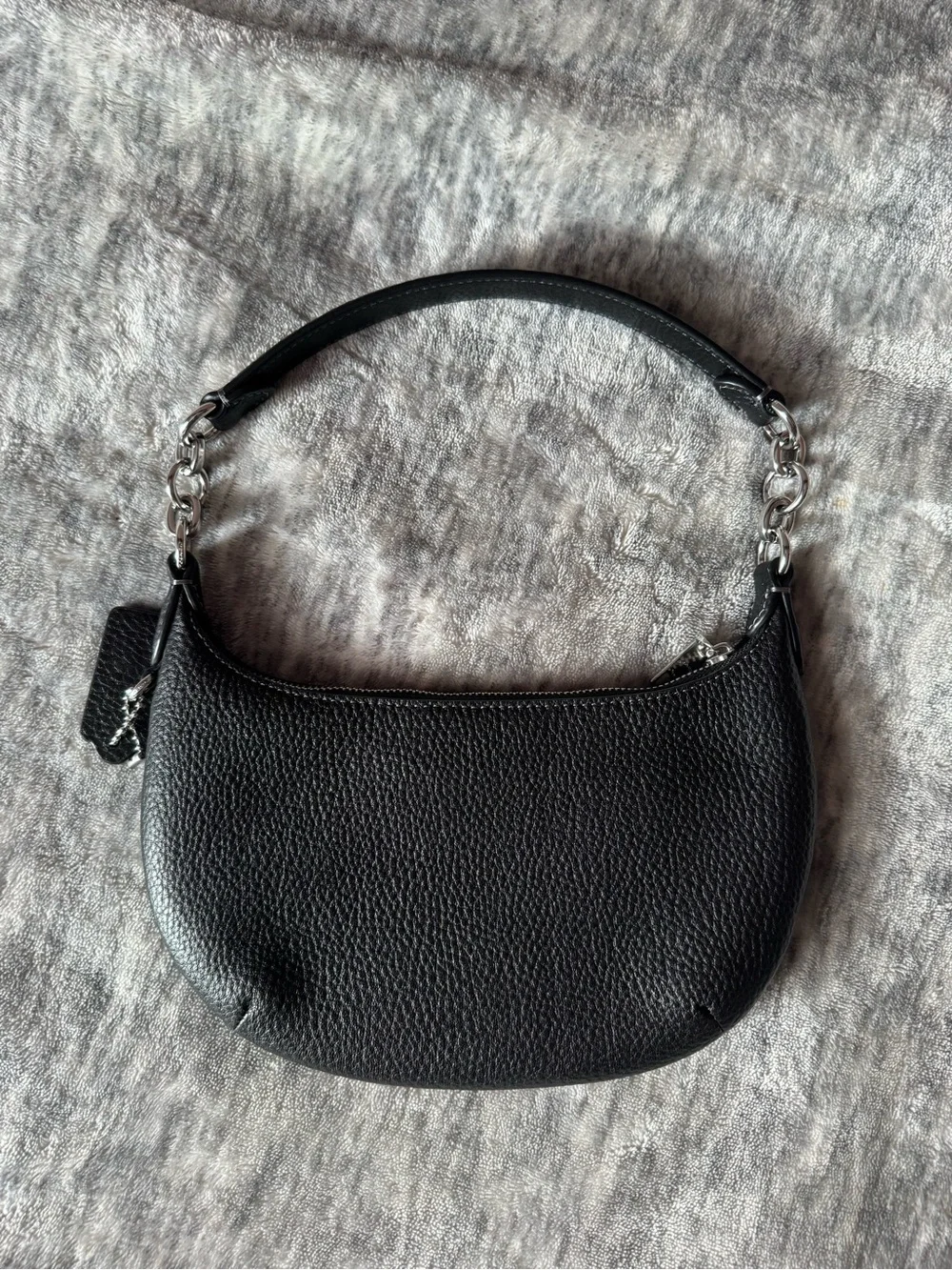 Coach Mini Payton Pebbled Leather Black Hobo Bag Handbag